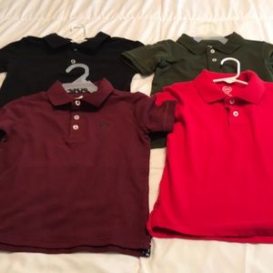 4 Boys Wonder Nation polo shirts size 4-5 Black, green, burgundy, and red.